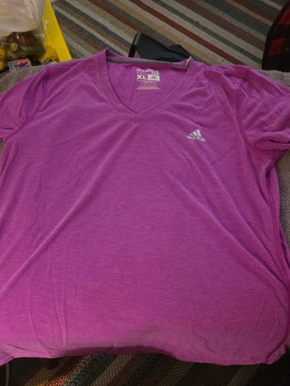 adidas Men’s V-Neck Short Sleeve Tee - Magenta
